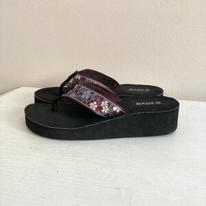 Teva Black and Blue Sandals with Platform Sole